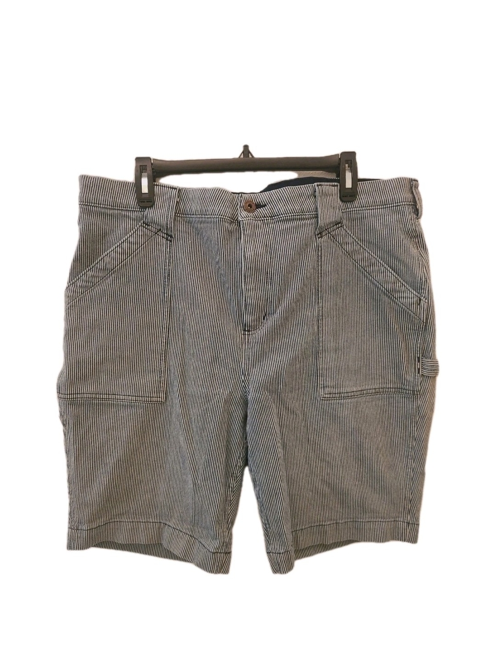 Duluth Trading Co Railroad Striped Cargo Shorts Women's Sz 18